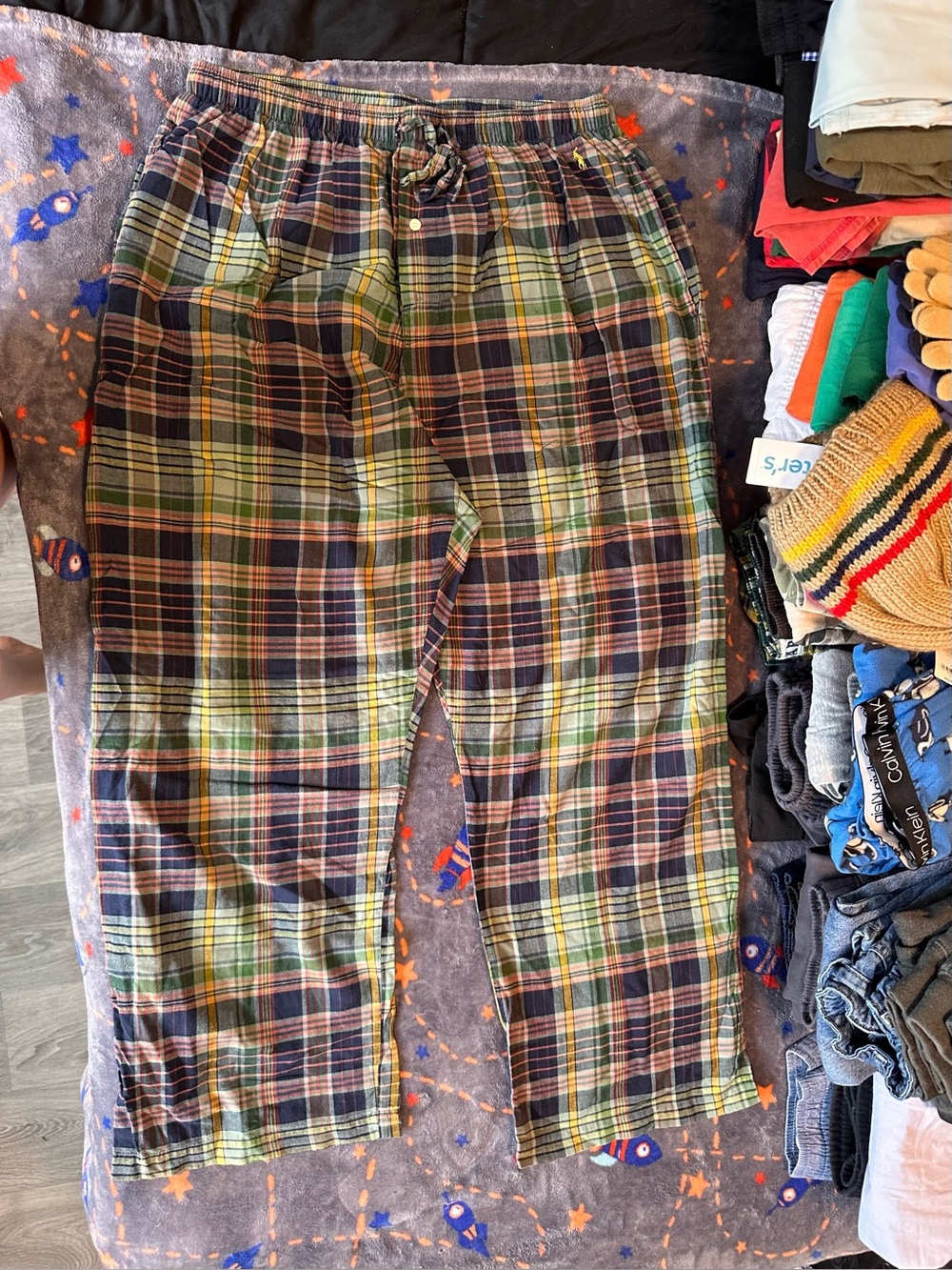 Polo Ralph Lauren Sleepwear Mens Large Plaid Pajama Lounge Pants 100% Cotton